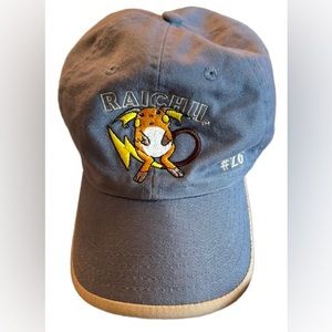 VINTAGE POKEMAN BLUE AND GREY BASEBALL CAP~ #26 RAICHU “HEAD STARTS CAPS”